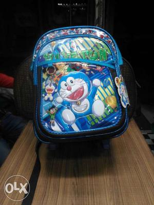 Blue Doraemon Patent Leather Backpack