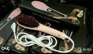 Brown And White Corded Hair Brush