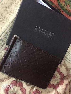 Brown Leather EmporioArmani Bi-fold Wallet