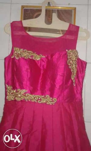 Children's Pink And Gold Sleeveless Dress