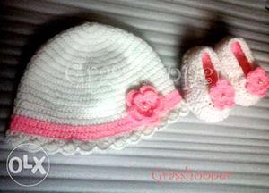 Crochet hand made shoe & cap