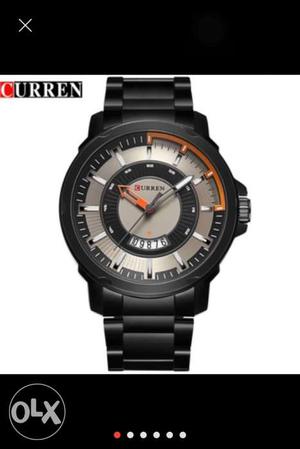 Curren official metal strap watch for mens with