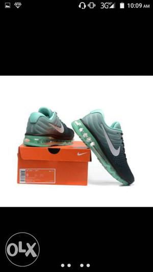 Gray-and-green Nike Platform Shoes On Box