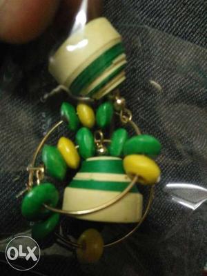Green And Yellow Charm Earing