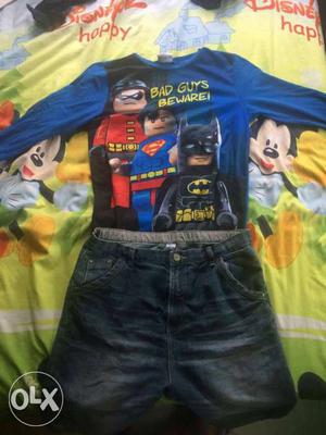 Lego Batman And Superman Print Long Sleeve T Shirt