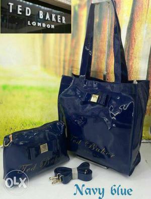 Navy Blue Ted Baker Tote Bag And Wristlet