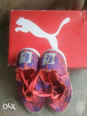 New Red-and-blue Puma Low Top Sneakers With Box