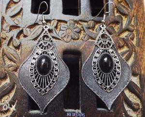 New Silver Toned Oxidized Boutique Earrings