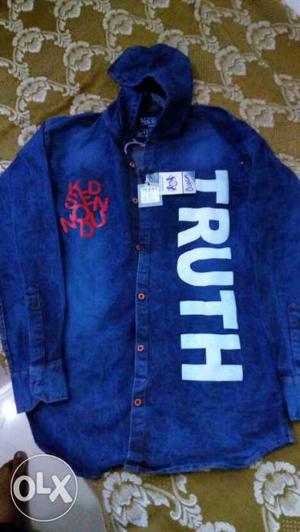 New sealed pack Denim Jeans Xl Shirt WITH CAP.. Best quality