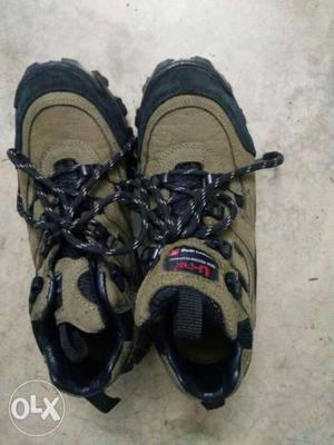 Pair Of Brown-and-black Hiking Shoes size 8