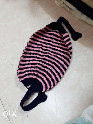 Pink And Black Knit Cap