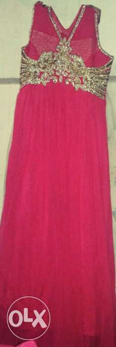 Pink And Brown V-neck Sleeveless Midi Dress
