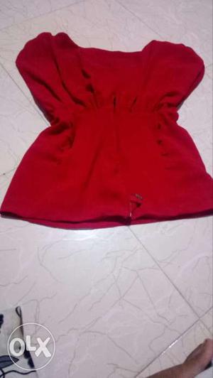 Red Cap-sleeve Shirt