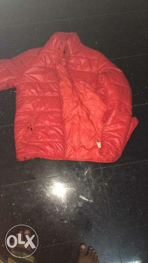 Red Full Zippered Bubble Jacket