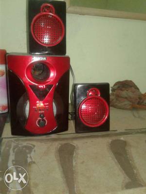 Red-and-black 2.1 Speaker System