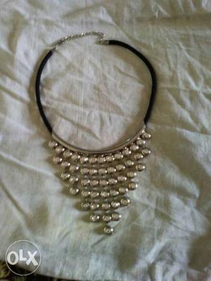Silver And Black Chunky Necklace