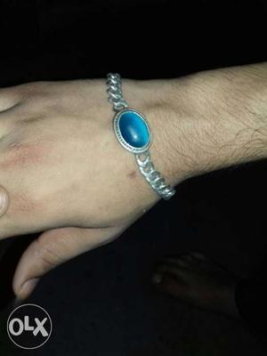 Silver And Blue Gemstone Bracelet