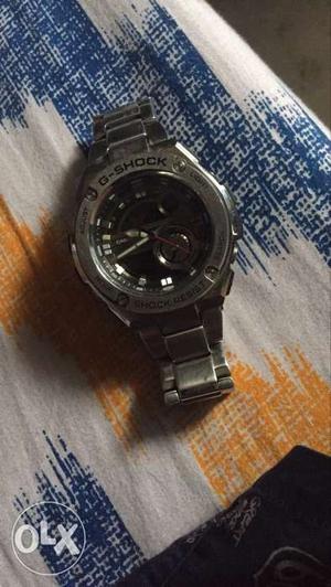 Silver G-shock Chronograph Watch With Single Link