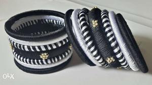 Silver & black silk thread bangles