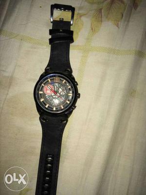 Watch With Black Leather Strap