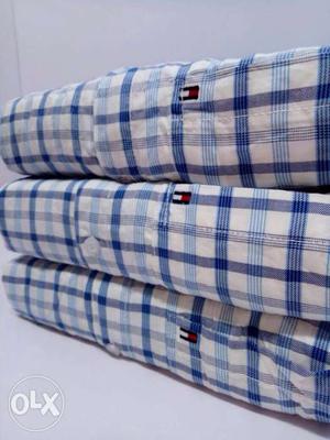 White And Blue Tommy Hilfiger Plaid Print Fabric Pads