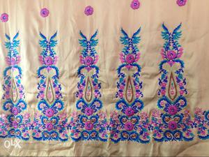 White And Pink Floral Textile