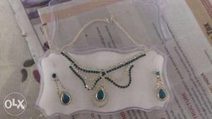 Women's Blue Gemstones Necklace And Earrings