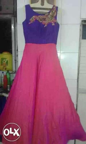 Women;s Pink And Purple Sleeveless Dress