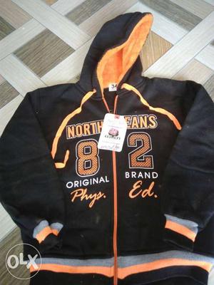 Black And Orange Zip-up Hoodie Jacket