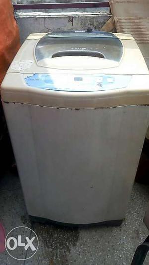 Beige And White Top Load Washer