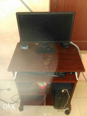 Black Flat Screen Computer Monitor,computer Tower And Corded