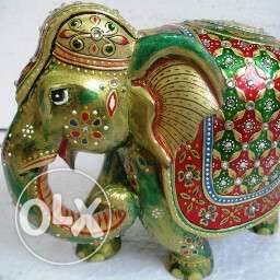 Brown And Green Elephant Figurine