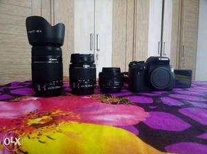 Canon 700D with three lenses with uv filters