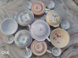 Dinner Bowls and cups with spoons