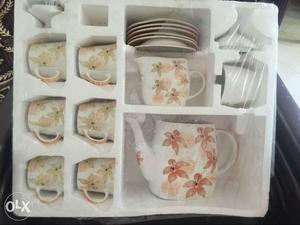 White And Orange Floral Tea Cup Set (untouched)