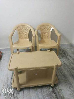 2plastc chair with teapoy 20 days old