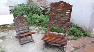 4 Brown Wooden Folding Chairs