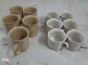 6 Hitkari off-white tea cups & 5 br9wn coffee/tea
