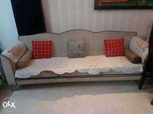 6 seater off white soft fabric sofa