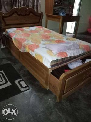 Beige Wooden Trundle Bed