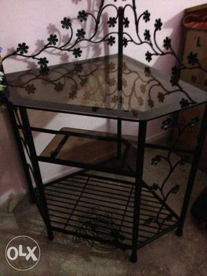 Black And Brown 3-layer Corner TV Rack