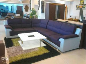 Black And Gray Fabric Sectional Sofa