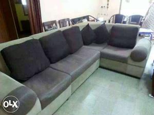 Black And Grey Fabric Sectional Sofa Set