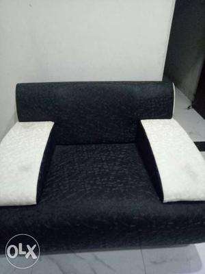 Black And White Suede Sofa Chair