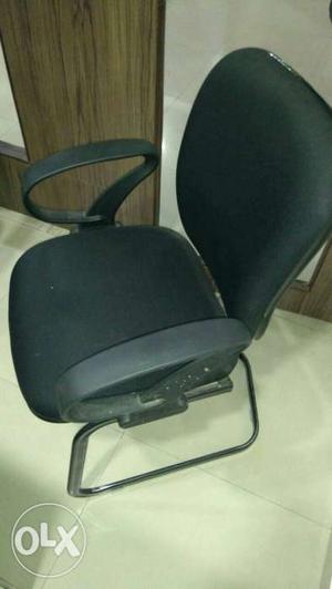 Black Leather Padded Cantilever Chair