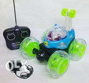 Blue, Black, And Green RC Toy Car With Remote Control