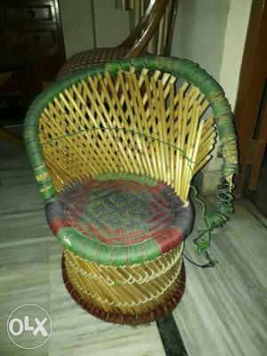 Brown And Green Wicker Chair