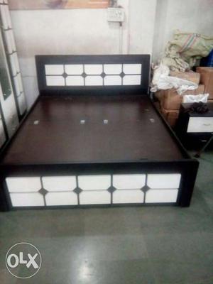 Brown And White Wooden Platform Bed