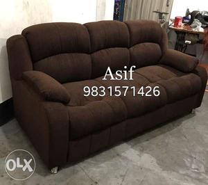 Brown Leather 3-seat Couch