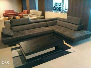 Brown Suede Sectional Sofa